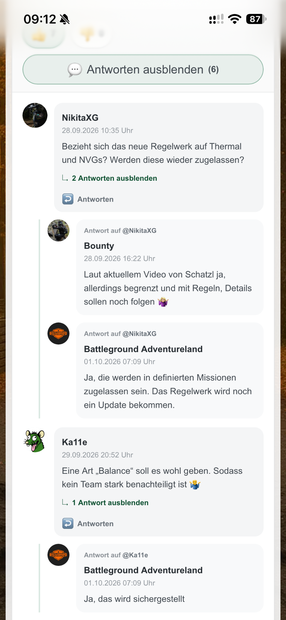 Orga-Antworten zu NVG und Balancing