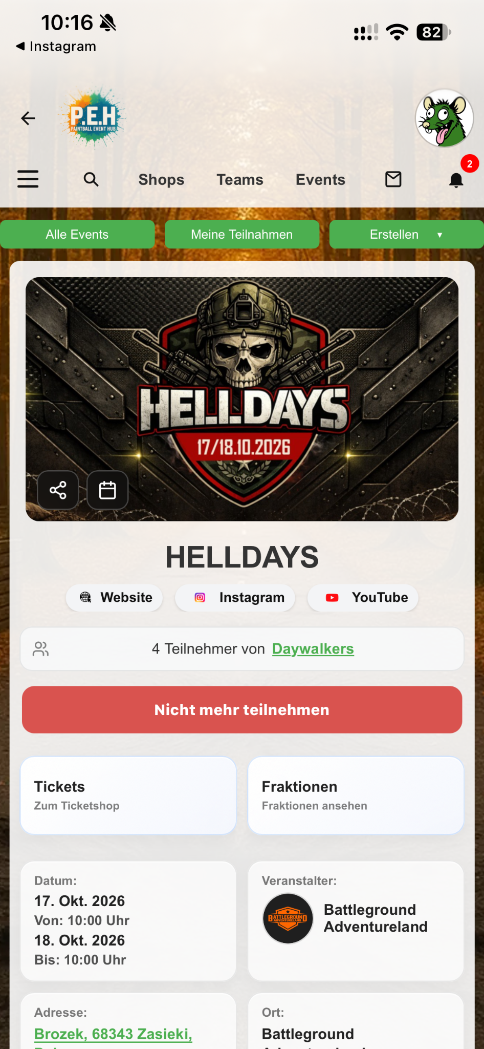 Termin und Eventübersicht