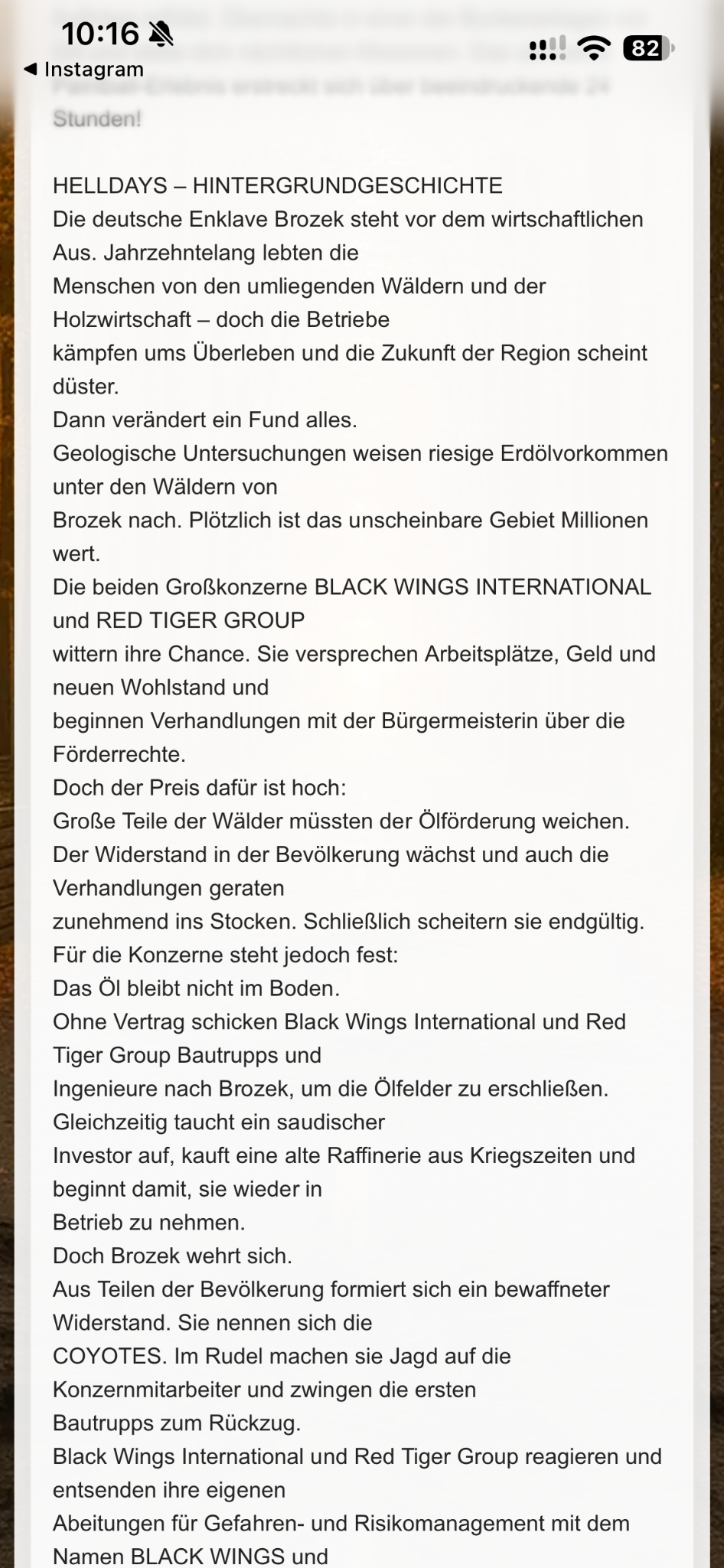 Hintergrundgeschichte · erster Abschnitt